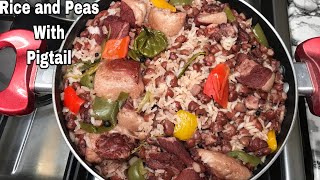 Rice And Peas With Pigtail  Jamaican Rice And Peas  Ronica Love [upl. by Ellerahc]