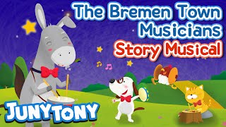 The Bremen Town Musicians  Grimms Fairy Tale  English Story for Kids  Story Musical  JunyTony [upl. by Nolaf331]