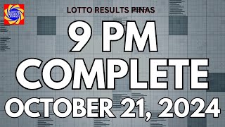 Lotto Result OCTOBER 21 2024 9PM Draw  COMPLETE LOTTO RESULTS LOTTO LIVE RESULTS [upl. by Jacinthe962]