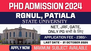 New PhD Admission 2024  Rajiv Gandhi National University of Law Patiala  RGNUL Punjab  Apply Now [upl. by Portia577]