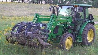 Debris Cleanup Grapple Rake and John Deere 5075E [upl. by Thorfinn]