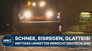 WETTER Starke Schneefälle und extremes Glatteis in Deutschland Bahn und Flugverkehr gestört [upl. by Aaberg262]