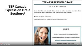 TEF Canada Expression Orale Section A learnfrench tefcanada tefexam frenchspeakingcourse [upl. by Lewendal601]