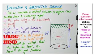 Derivation of Barometric Formula Barometric Distribution LawUrdu\HindiYouTube LectureSaad [upl. by Seyer]