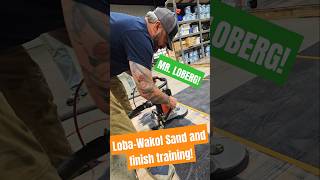 Sanding dark stain at Loba Training loba wakol hardwoodflooring oak wood [upl. by Ydne]