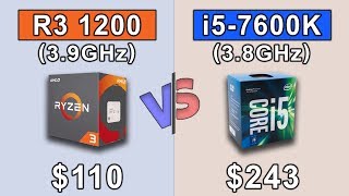 RYZEN 3 1200 OC 390GHz vs i5 7600K 380GHz  1080p and 2160p Gaming Benchmarks [upl. by Leizar]