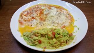 Low Carb High Fat Single Plate Spicy Cheesy Eggs and Guacamole Meal [upl. by Felicio]