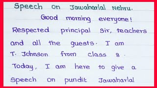 Excellent speech on Jawaharlal Nehru in english  English speech  JSJ JESY EDUCATION [upl. by Rafaelof]