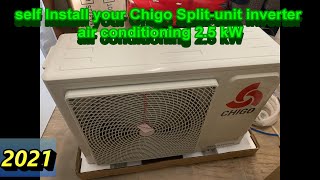 self Install Chigo Splitunit inverter air conditioning 25 kW prefilled eng [upl. by Nylcoj715]