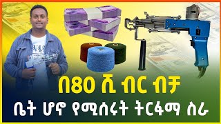 በ80 ሺ ብር ብቻ ከቤት ሳይወጡ የሚሰሩት አዋጭ የሆነ ስራ  small business idea  Rug Tufting gun in Ethiopia Gebeya [upl. by Nadbus]