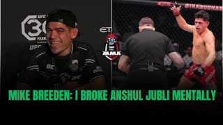 Mike Breeden says he mentally broke Anshul Jubli at UFC 294  Post Fight Interview [upl. by Anelrihs]