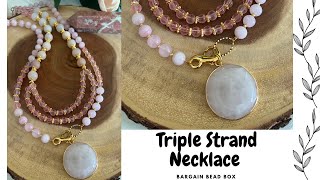 Pink Passion Necklace using Bargain Bead Box Subscription for April 2023Triple Strand Necklace [upl. by Morgun]